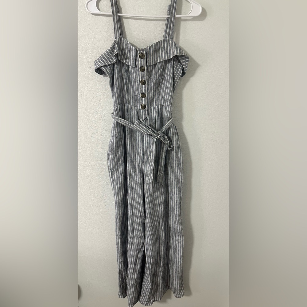American Eagle Blue And White Striped Jumpsuit